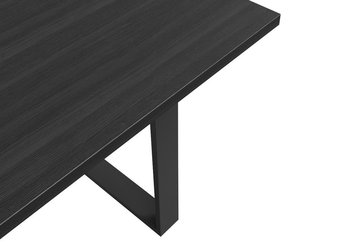 Tavolo da pranzo industriale impiallacciatura rovere e base in metallo nero L180 cm VALDA