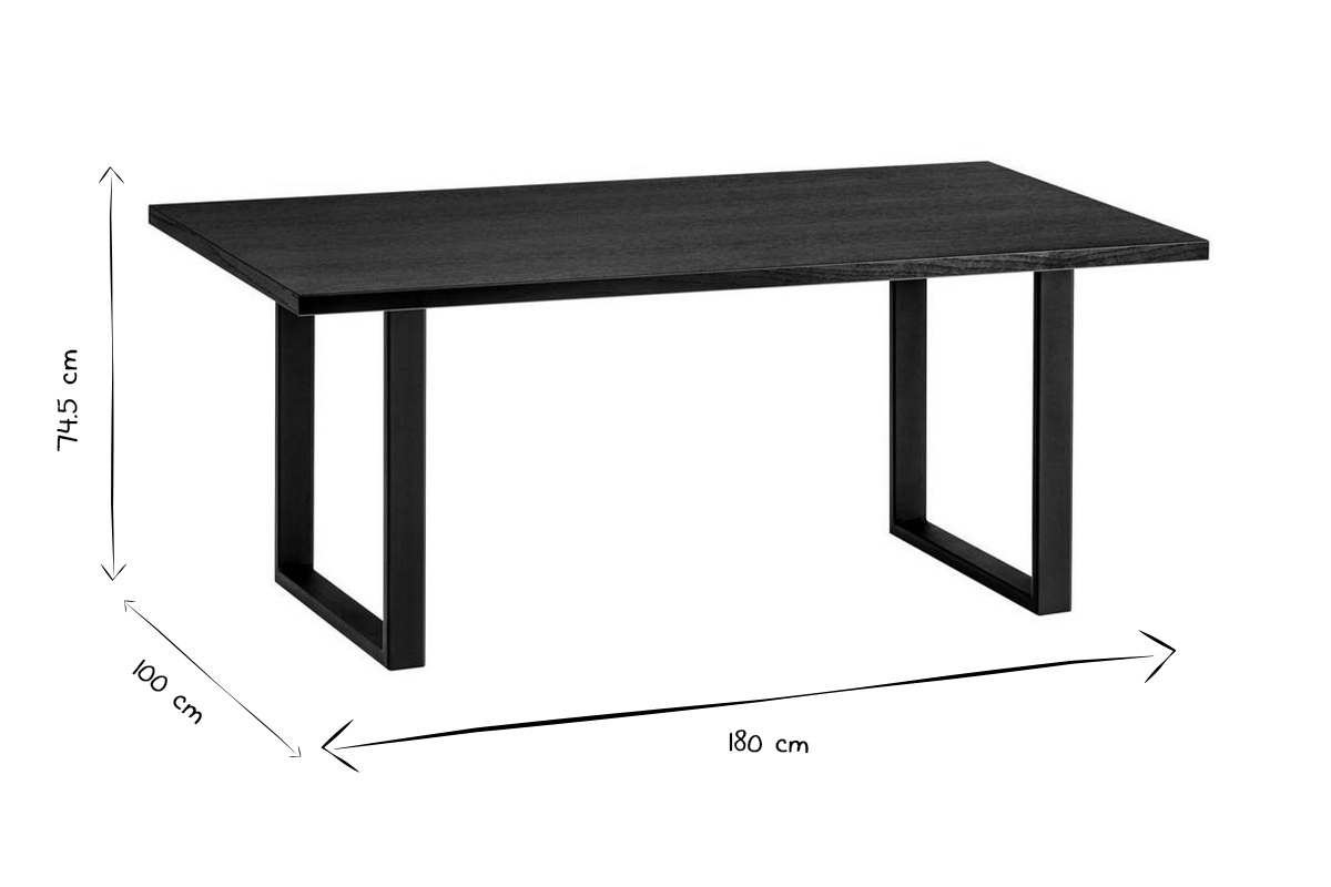 Tavolo da pranzo industriale impiallacciatura rovere e base in metallo nero L180 cm VALDA