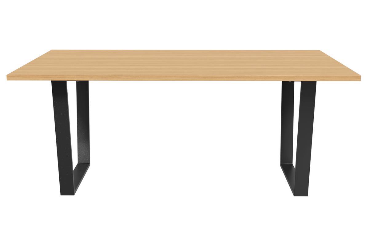 Tavolo da pranzo industriale impiallacciatura rovere e base in metallo nero L180 cm VALDA