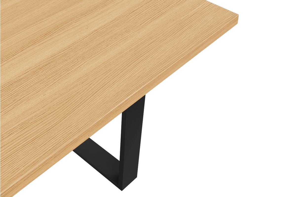 Tavolo da pranzo industriale impiallacciatura rovere e base in metallo nero L180 cm VALDA