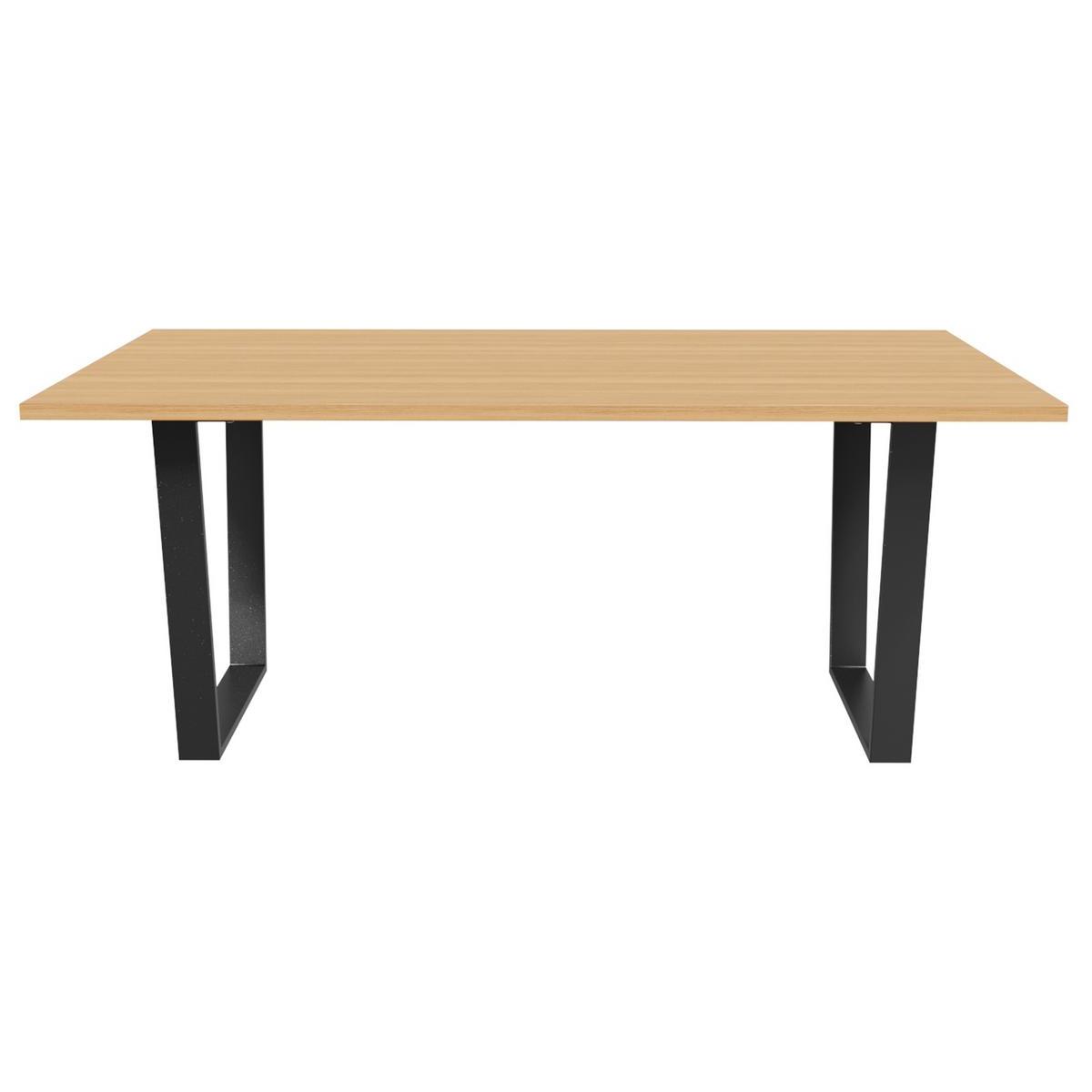 Tavolo da pranzo industriale impiallacciatura rovere e base in metallo nero L180 cm VALDA
