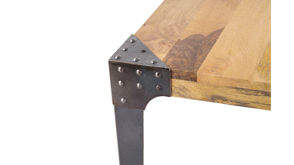 Tavolo da pranzo industriale in acciaio e legno L160 MADISON