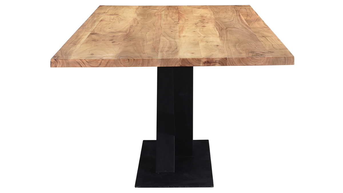 Tavolino Stile Industriale Workshop | Legno Acacia Massello E Metallo | 50x50x50 Cm | Comodino/salotto - copertina