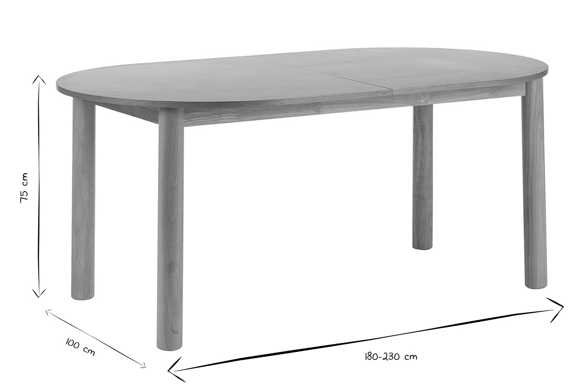 Tavolo da pranzo ovale allungabile in legno chiaro frassino L180-230 cm CLAUDIE