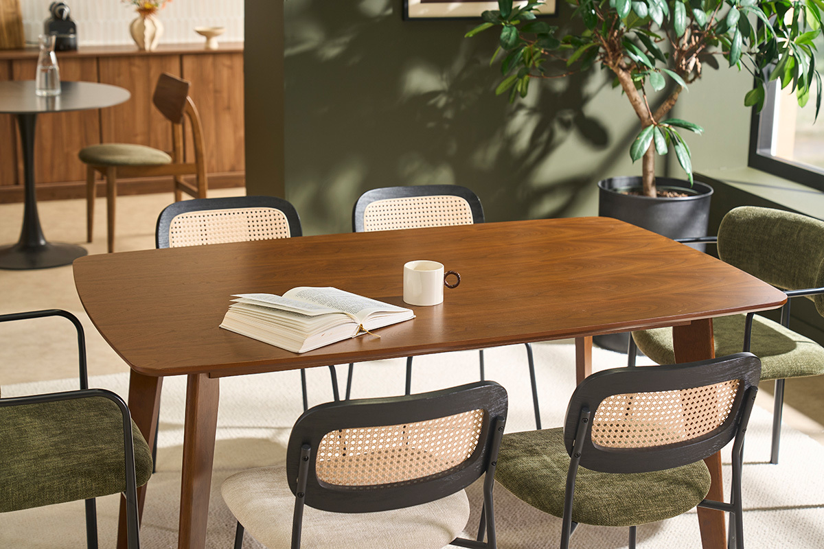 Tavolo da pranzo quadrato allungabile in legno scuro noce L100-140 cm HELMA