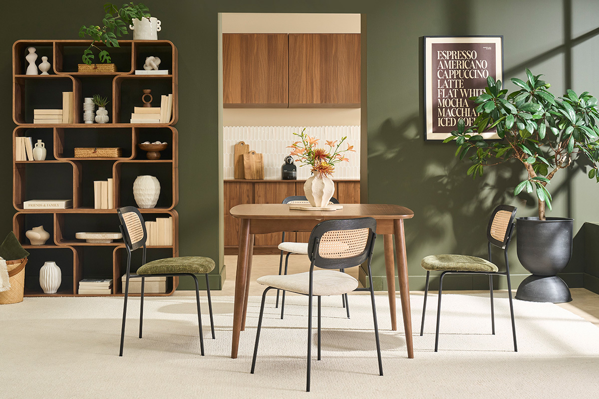 Tavolo da pranzo quadrato allungabile in legno scuro noce L100-140 cm HELMA