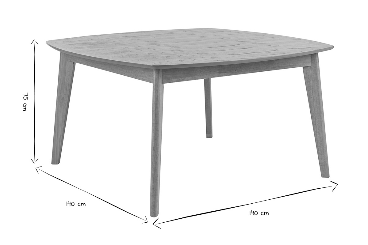 Tavolo quadrato scandinavo nero e bianco, dimensioni L140xP140xH75 cm.