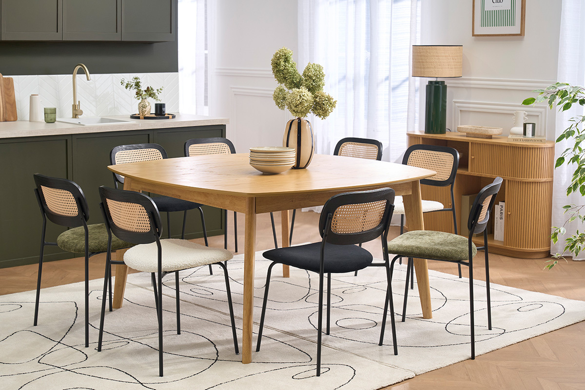 Tavolo da pranzo quadrato scandinavo legno chiaro quercia L140 cm LEENA