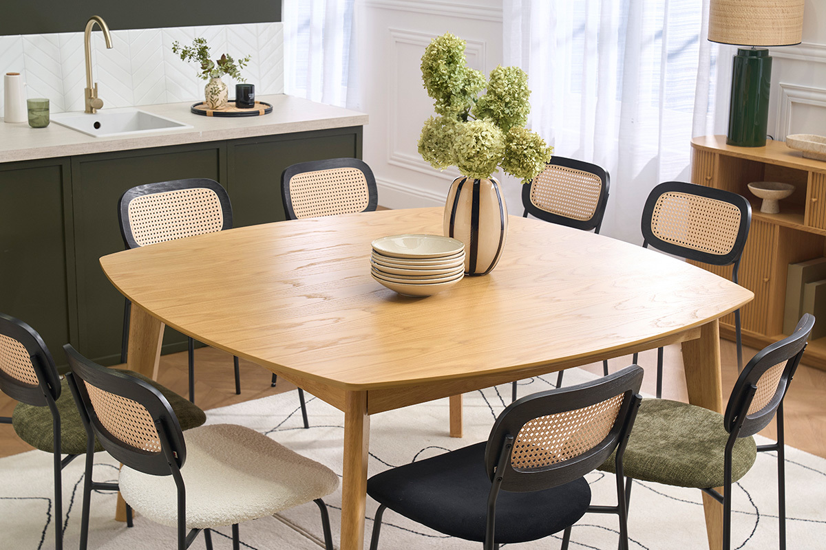 Tavolo da pranzo quadrato scandinavo legno chiaro quercia L140 cm LEENA