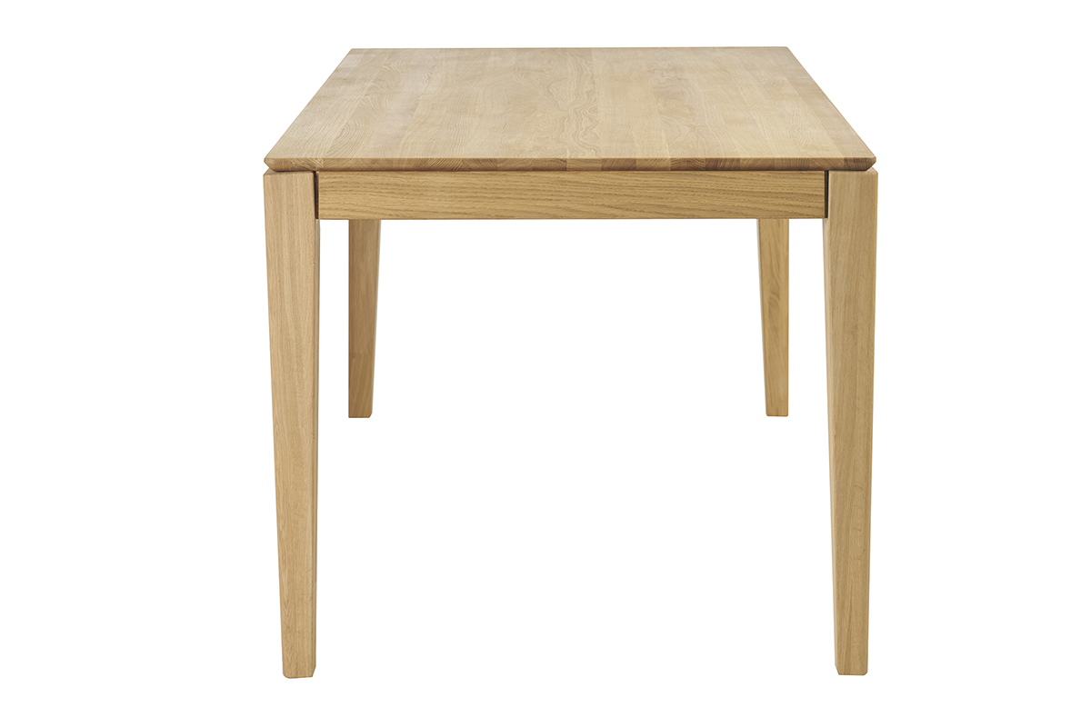 Tavolo da pranzo rettangolare allungabile con prolunga integrata in legno chiaro di rovere massiccio L160-245 cm NELYA