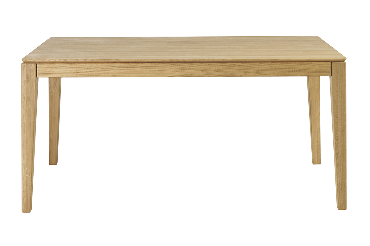 Tavolo da pranzo rettangolare allungabile con prolunga integrata in legno chiaro di rovere massiccio L160-245 cm NELYA