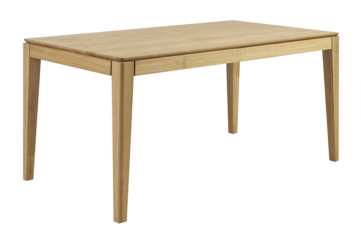 Tavolo da pranzo rettangolare allungabile con prolunga integrata in legno chiaro di rovere massiccio L160-245 cm NELYA