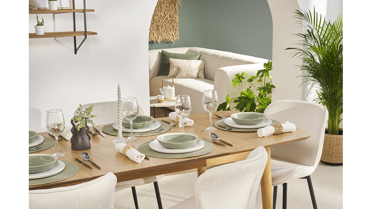 Set pranzo tavolo ovale allungabile 180/240x120 cm e 6 sedie in legno teak  - Louis