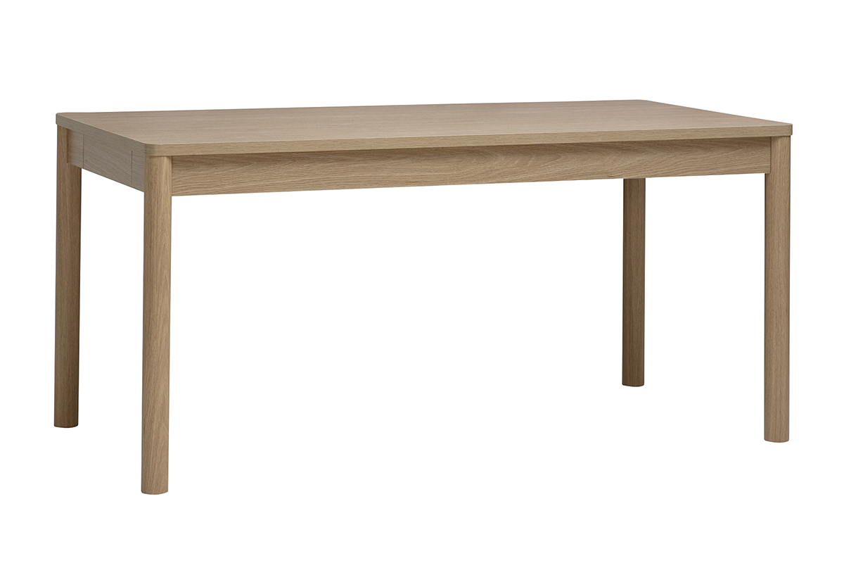 Tavolo da pranzo rettangolare IZZIE con vani contenitori, finitura in legno chiaro rovere, vista a 3/4