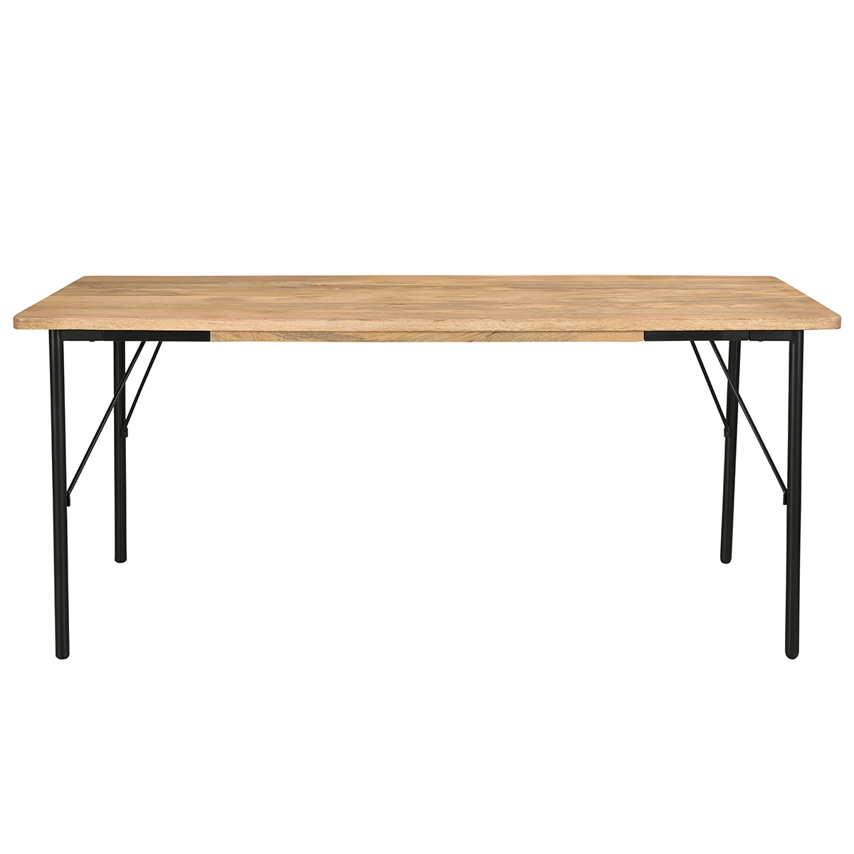 Tavolo da pranzo rettangolare in legno chiaro massello di mango e metallo nero L180 cm JUDE