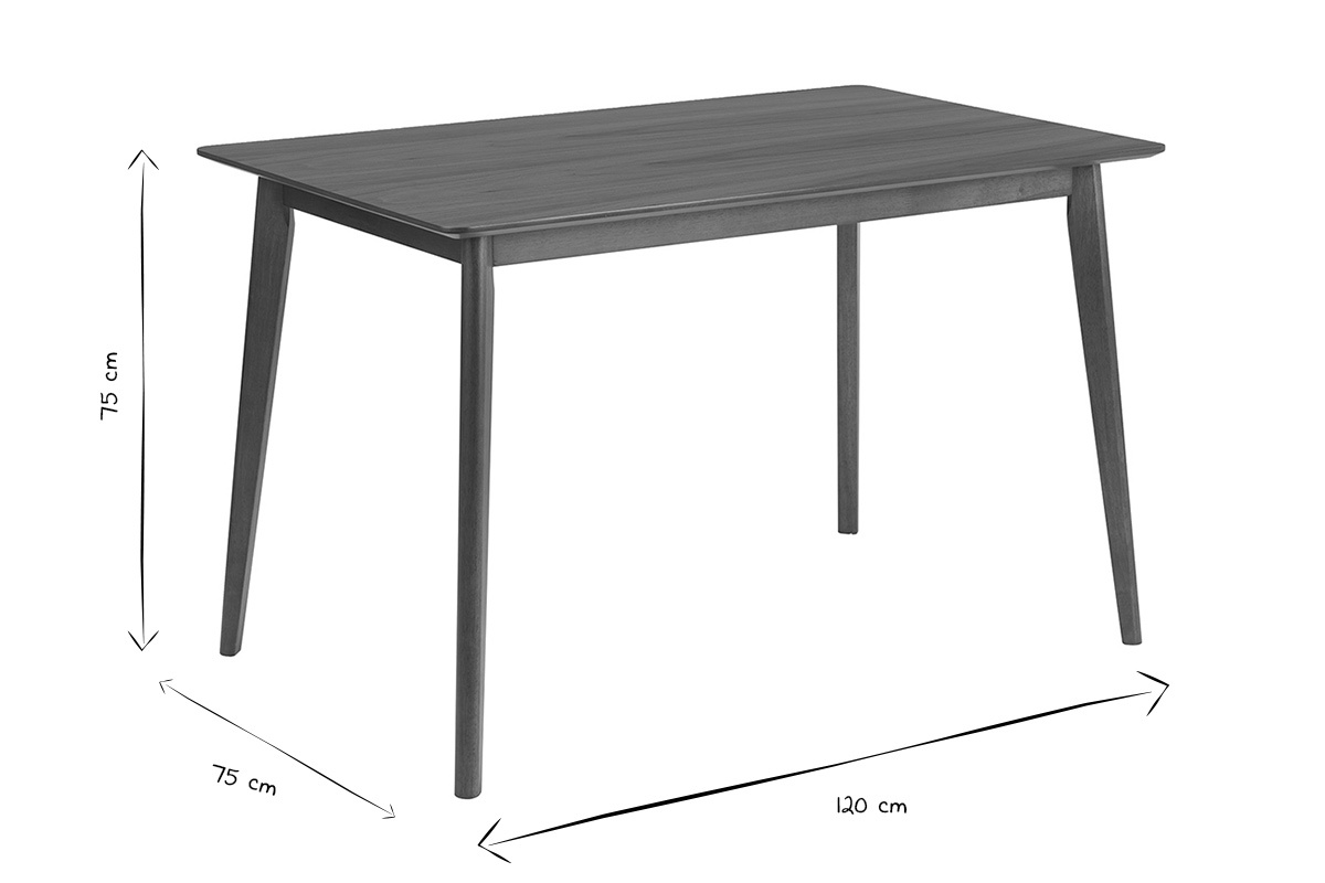 Dimensioni del tavolo da pranzo ELION, L120 cm x P75 cm x H75 cm, in bianco e nero.