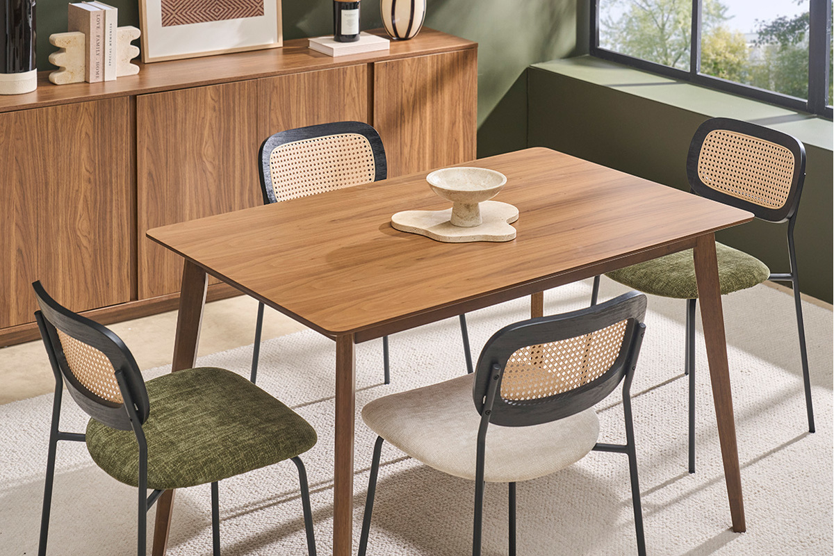 Tavolo da pranzo rettangolare in legno scuro noce L120 cm ELION