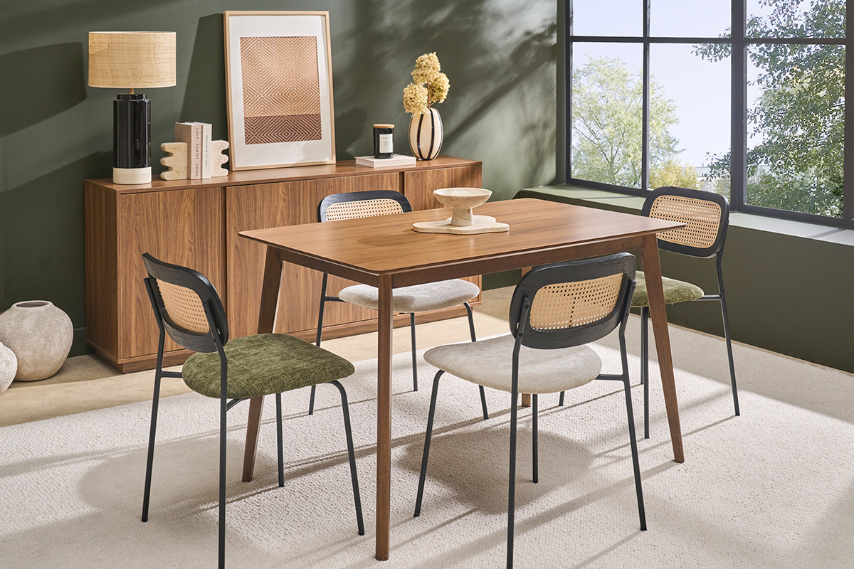 Tavolo da pranzo rettangolare in legno scuro noce L120 cm ELION