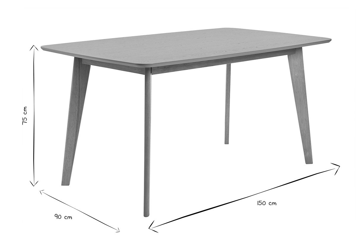 Tavolo da pranzo rettangolare scandinavo in legno chiaro di quercia L150 cm LEENA