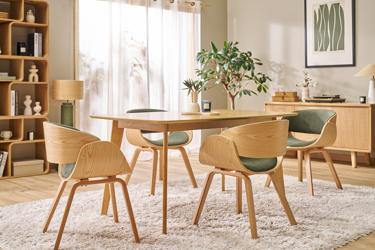 Tavolo da pranzo rettangolare scandinavo in legno chiaro di quercia L150 cm LEENA