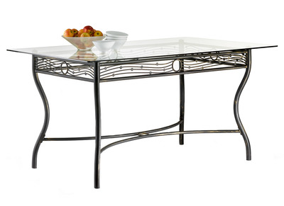 Tavolo da pranzo rettangolare stile ferro battuto e vetro temperato FLORENCE