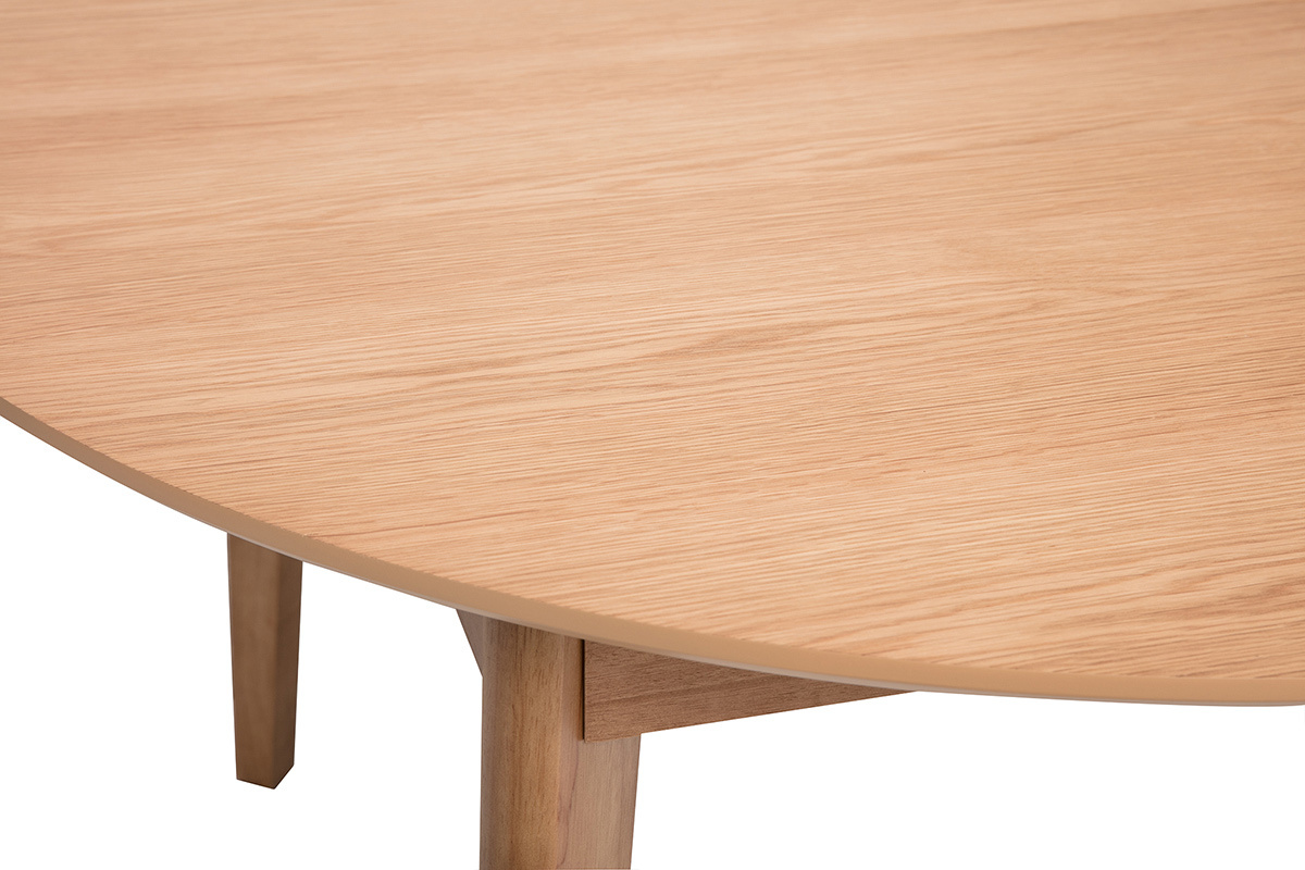 Tavolo da pranzo rotondo allungabile in legno chiaro di quercia L120-150 cm ANSEL