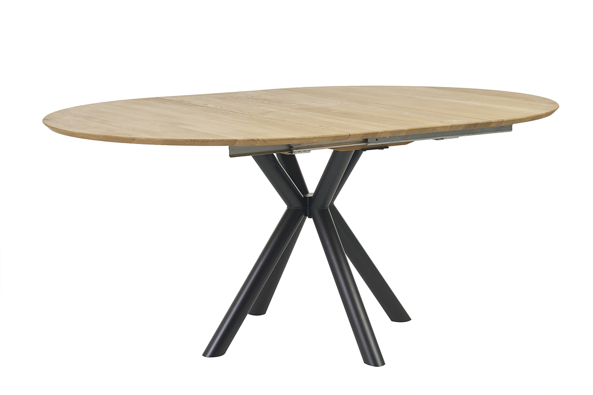 Tavolo da pranzo rotondo allungabile in legno chiaro di rovere massello L120-170 cm OLGA