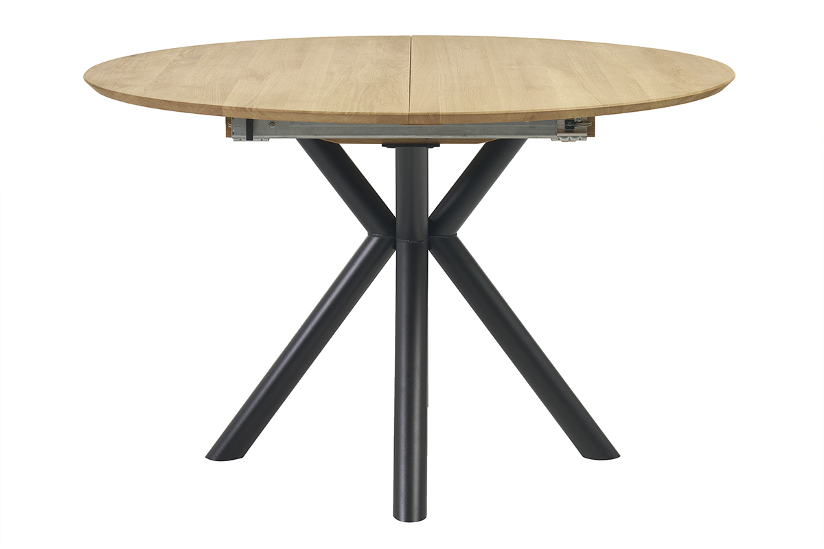 Tavolo da pranzo rotondo allungabile in legno chiaro di rovere massello L120-170 cm OLGA