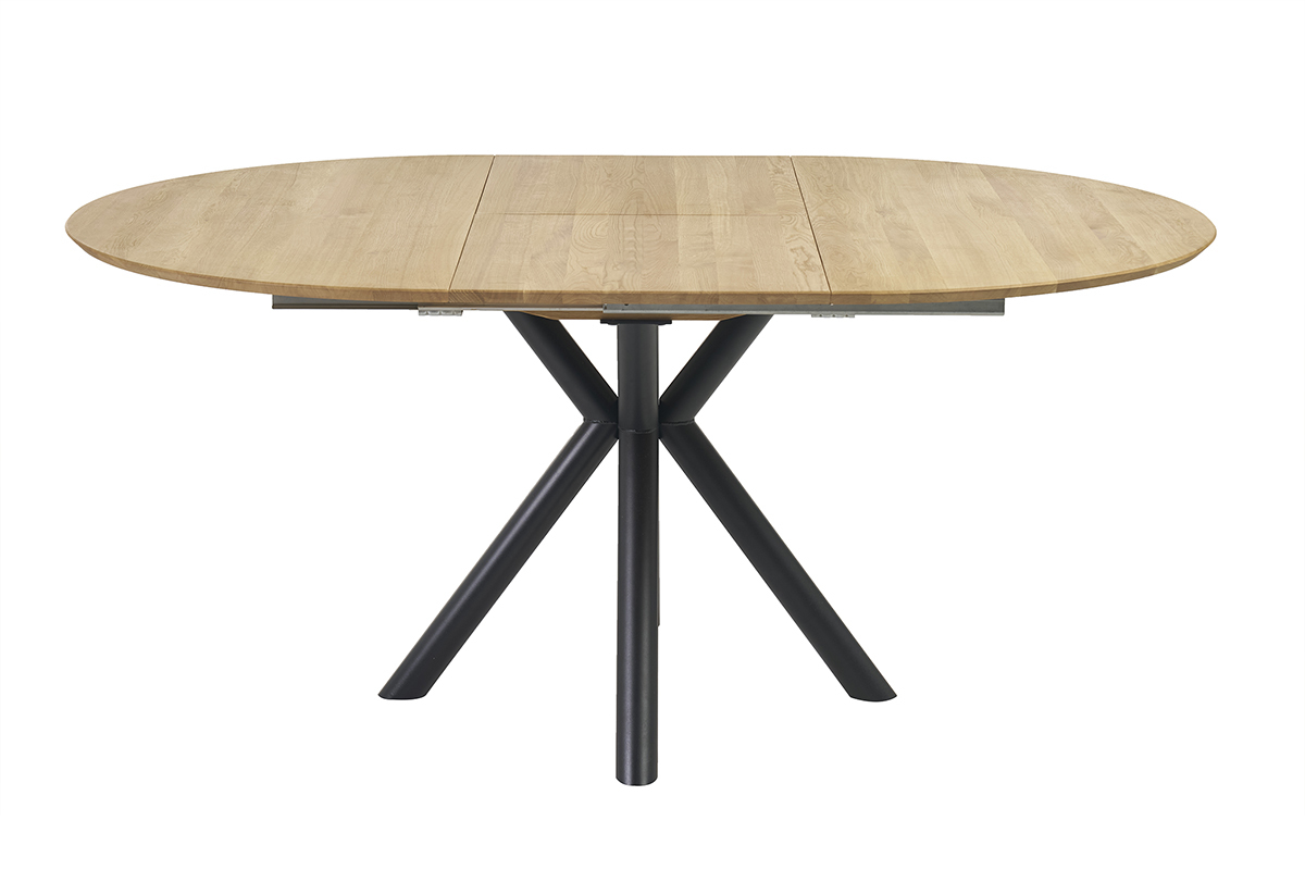 Tavolo da pranzo rotondo allungabile in legno chiaro di rovere massello L120-170 cm OLGA