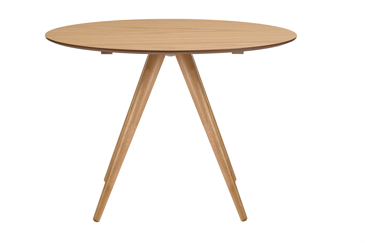 Tavolo da pranzo rotondo design in legno chiaro frassino D106 cm WALFORD