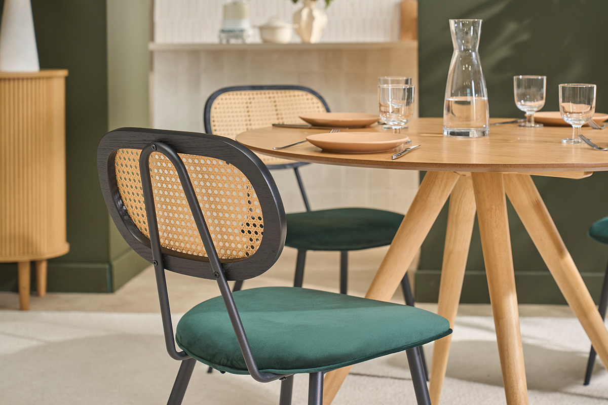 Tavolo da pranzo rotondo design in legno chiaro frassino D106 cm WALFORD
