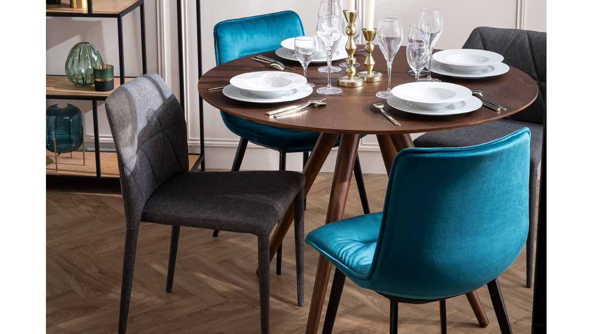 Tavolo da pranzo rotondo design noce D106 WALFORD