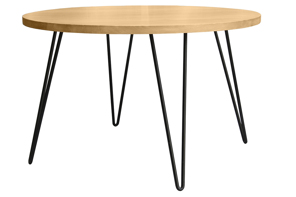 Tavolo da pranzo rotondo in legno massello di mango D116 cm VIBES