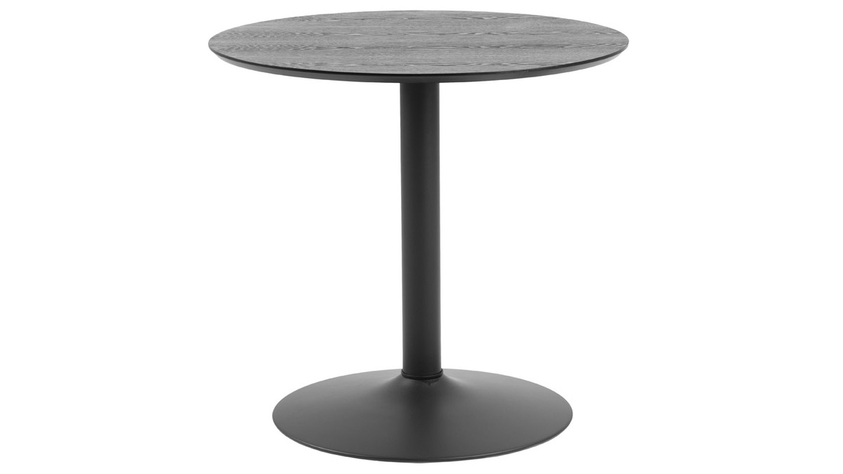 Tavolo da pranzo rotondo legno nero e metallo D80 cm KALI