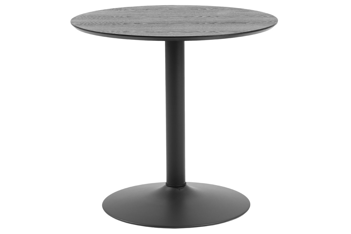 Tavolo da pranzo rotondo legno nero e metallo D80 cm KALI