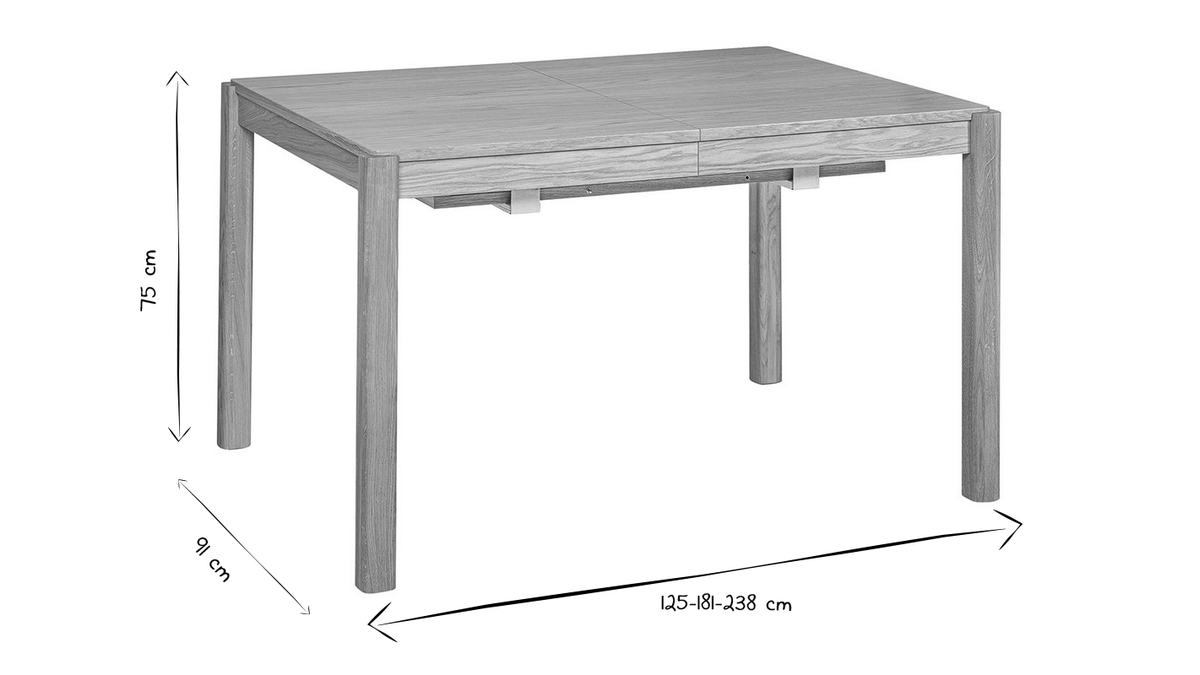 Tavolo da pranzo scandinavo allungabile finitura noce rettangolare L125-238 cm AGALI