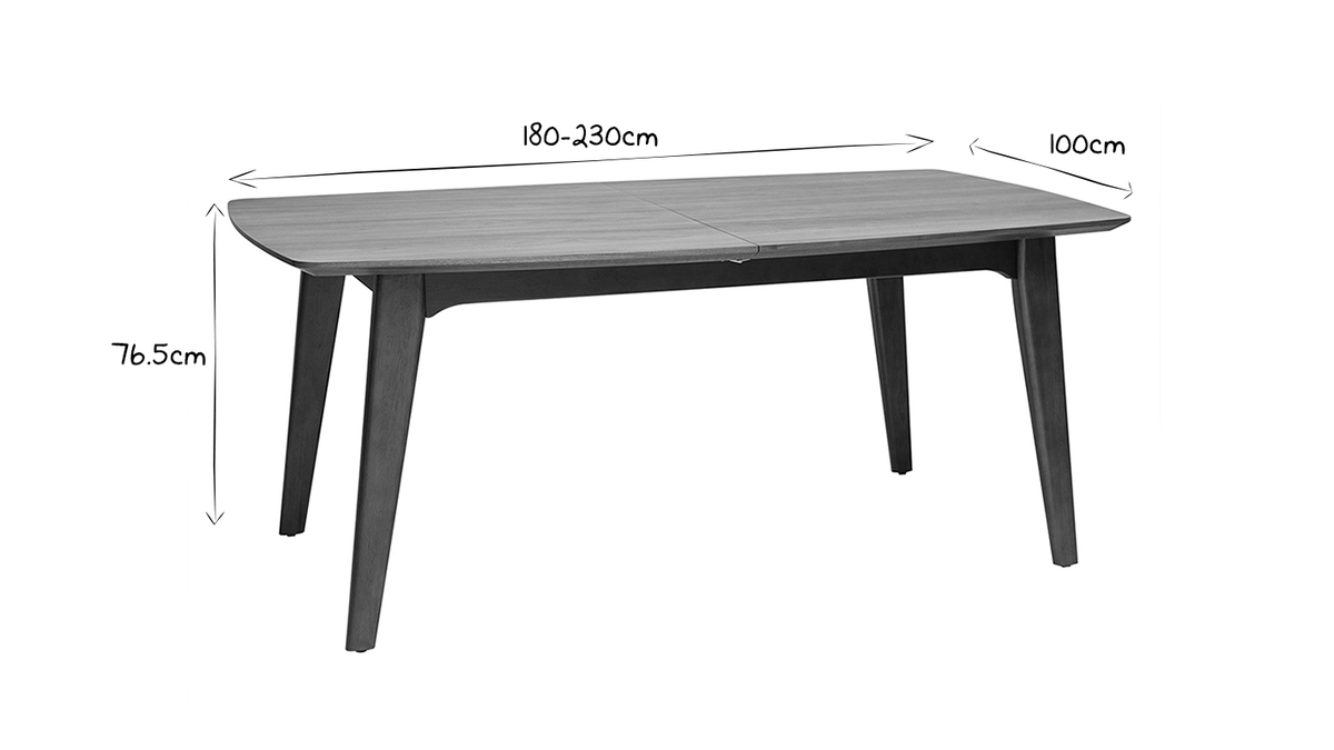 Tavolo da pranzo scandinavo allungabile impiallacciatura rovere L180-230 cm FIFTIES