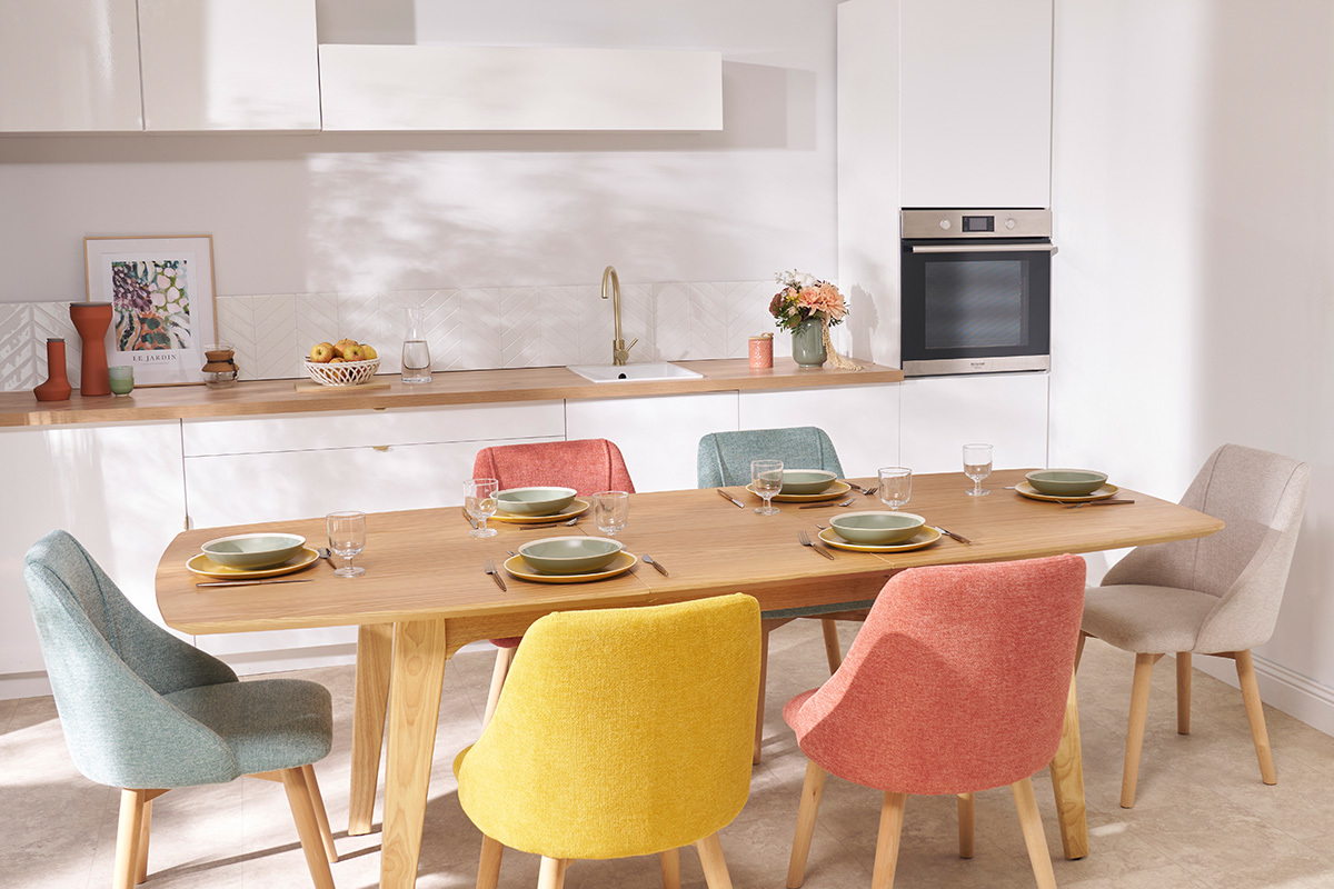 Tavolo da pranzo scandinavo allungabile impiallacciatura rovere L180-230 cm FIFTIES