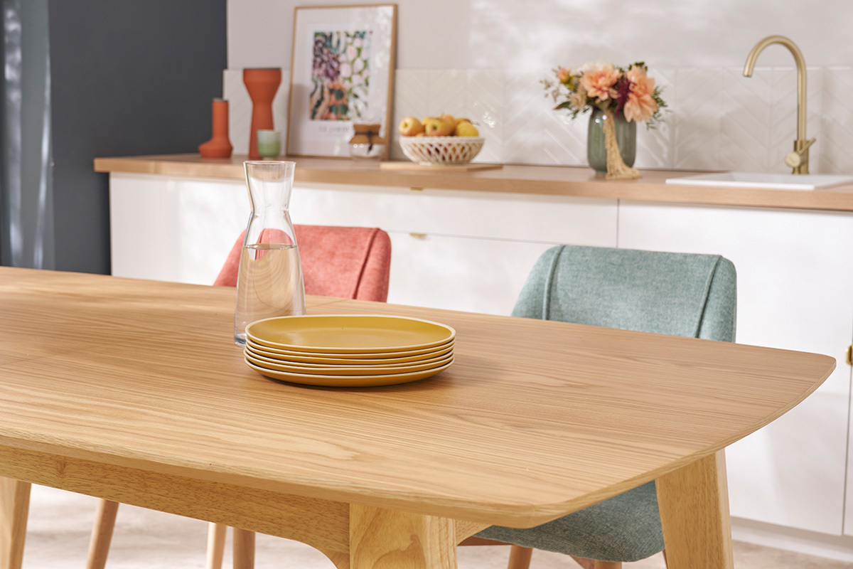 Tavolo da pranzo scandinavo allungabile impiallacciatura rovere L180-230 cm FIFTIES
