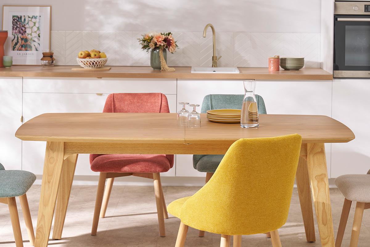 Tavolo da pranzo scandinavo allungabile impiallacciatura rovere L180-230 cm FIFTIES