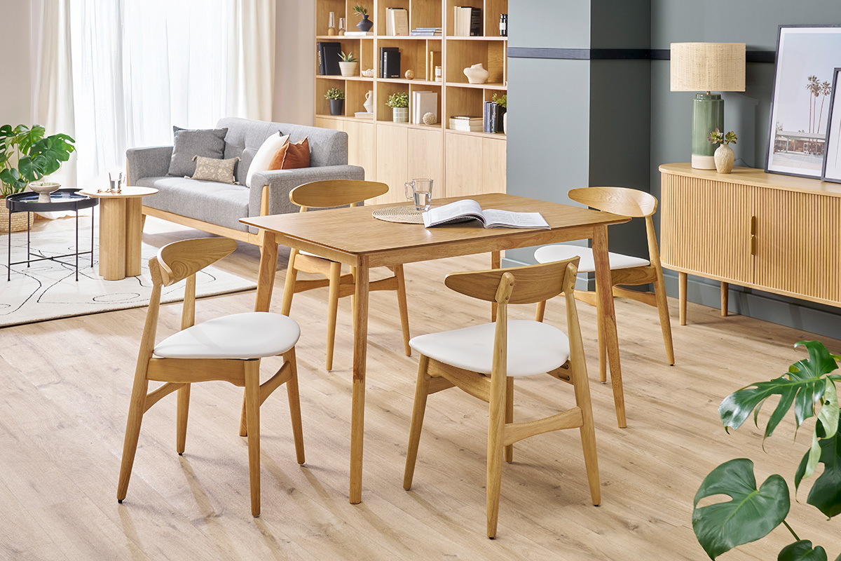Tavolo da pranzo scandinavo finitura frassino L120 cm ELION