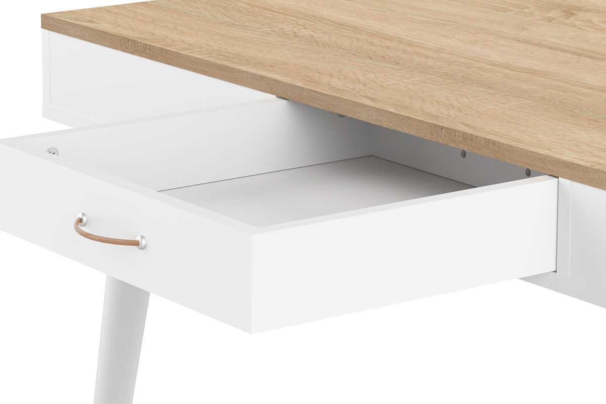 Tavolo da pranzo scandinavo legno e bianco STRIPE