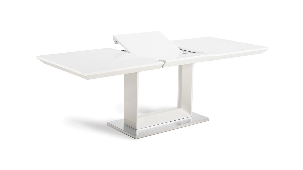 Tavolo design allungabile bianco lucido 160-220cm gambe in alluminio spazzolato ELENI