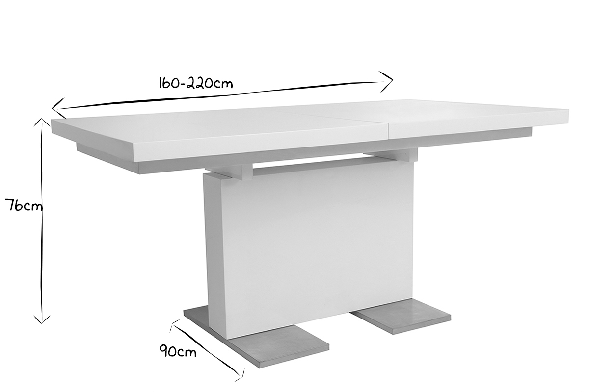Tavolo design allungabile laccato bianco L160-220 NEMIA
