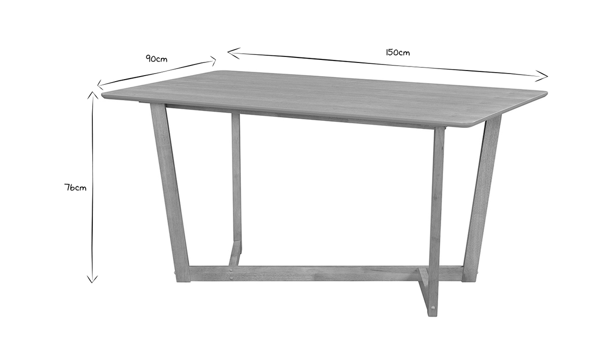 Tavolo design rettangolare in legno chiaro L150 cm KOUK