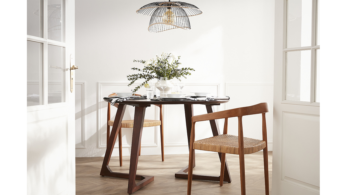 Table De Salon Ronde Estense - Bois Massif - Tavolo Salotto Rotondo Legno Massello