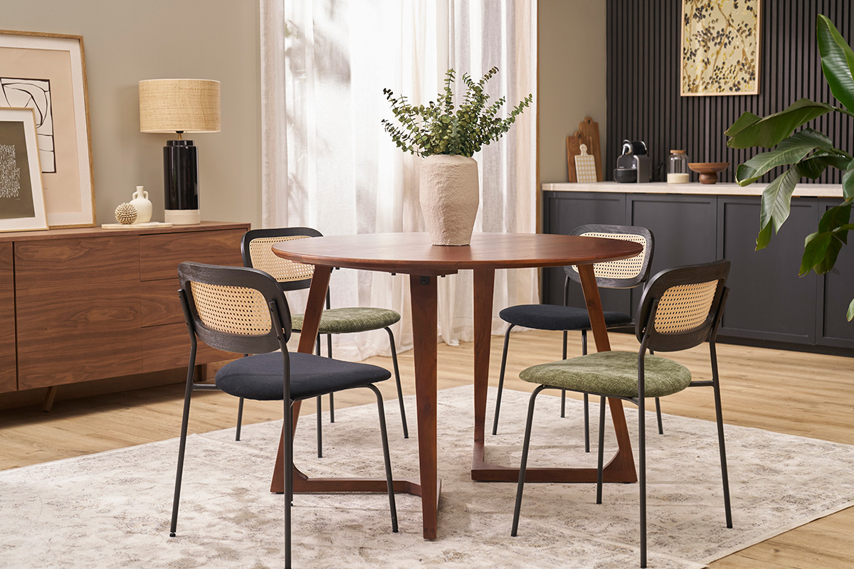 Tavolo design rotondo in legno massello L115 cm BANDOL