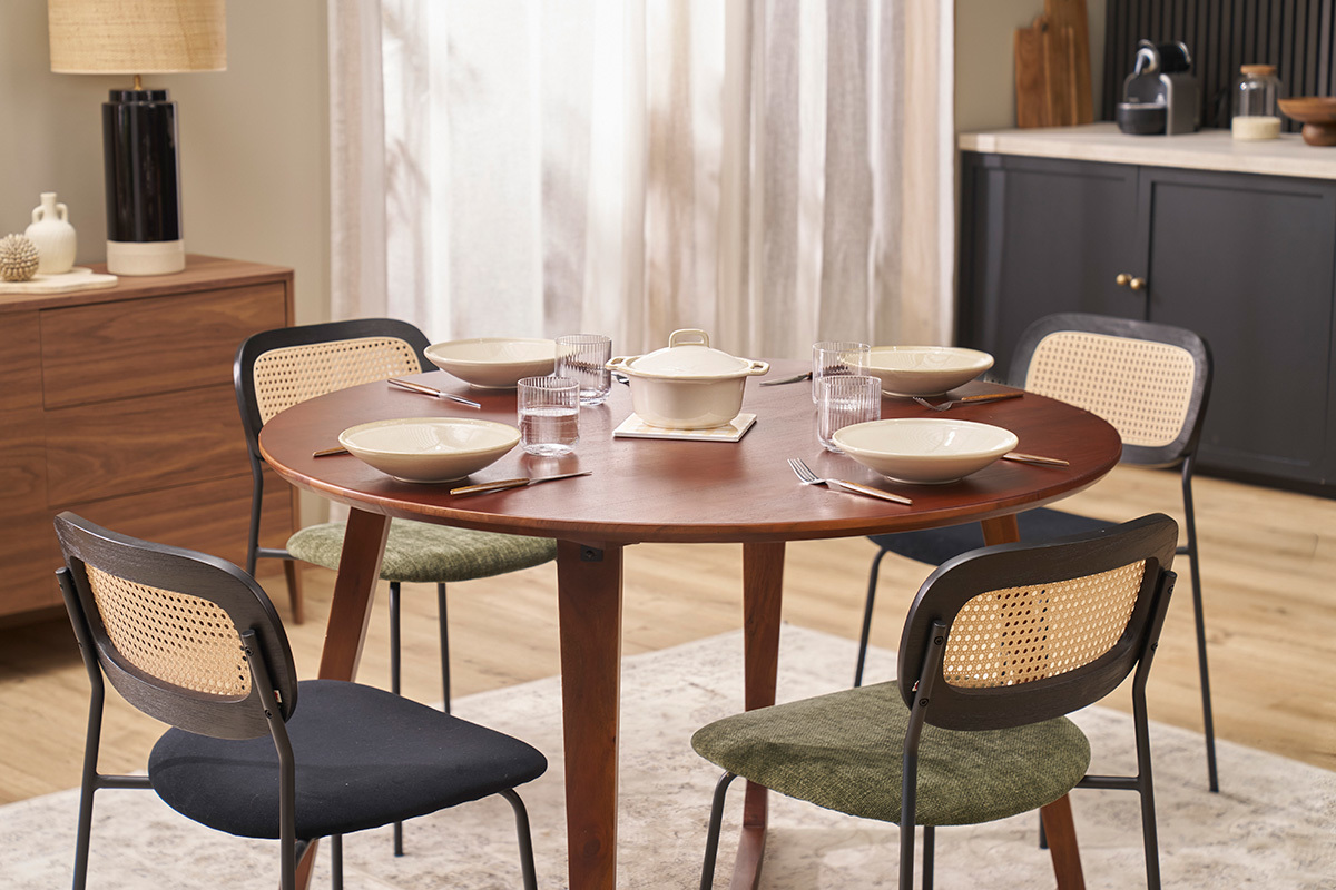 Tavolo design rotondo in legno massello L115 cm BANDOL