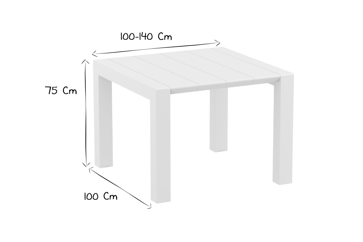 Tavolo estensibile da esterno bianco L100-140 cm PRIMAVERA
