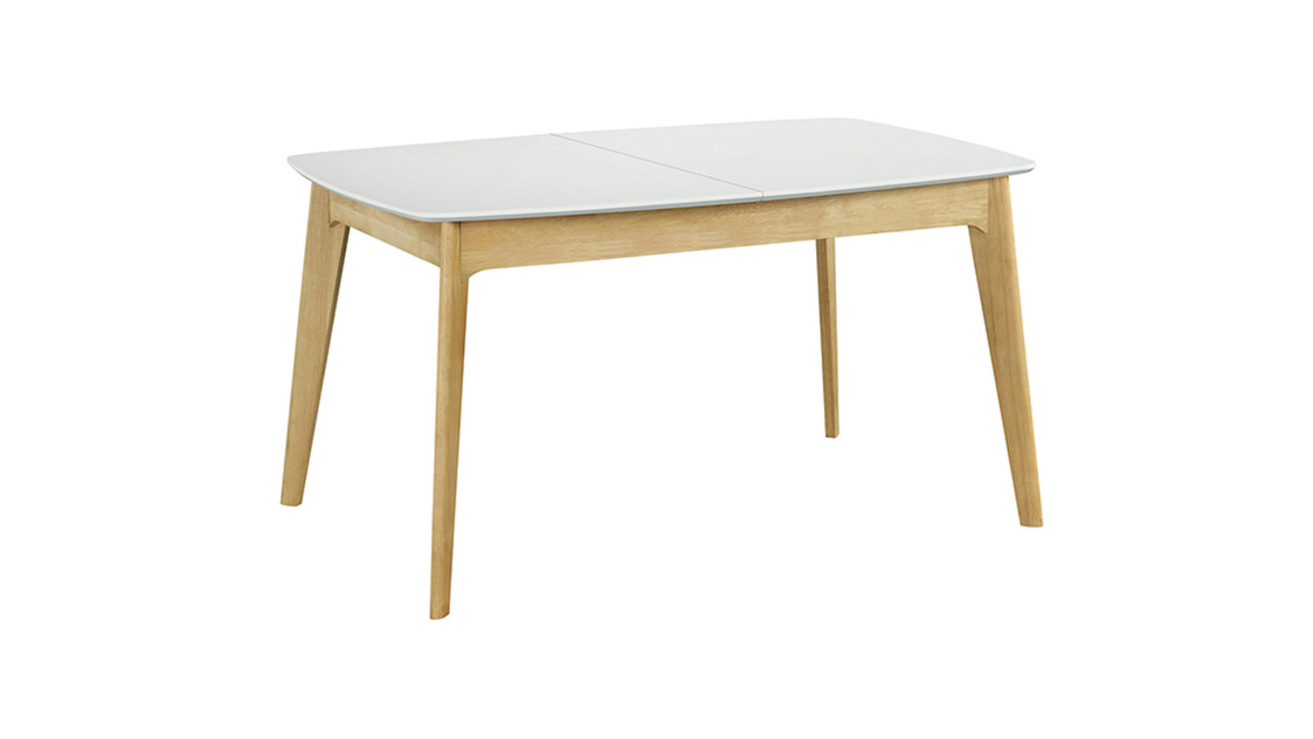 Tavolo estensibile scandinavo bianco e legno L140-180 MEENA